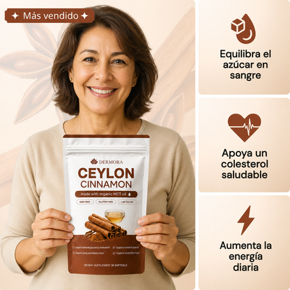 Canela de Ceilán equivalente a 7,200 mg con Aceite MCT
