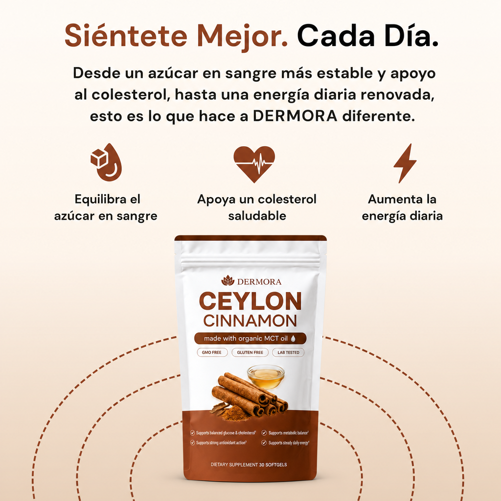 Canela de Ceilán equivalente a 7,200 mg con Aceite MCT