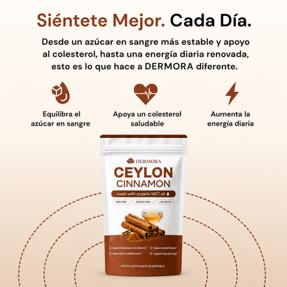 Canela de Ceilán equivalente a 7,200 mg con Aceite MCT